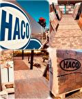 HACO-sierbestrating op pallets en in een aangelegd terras